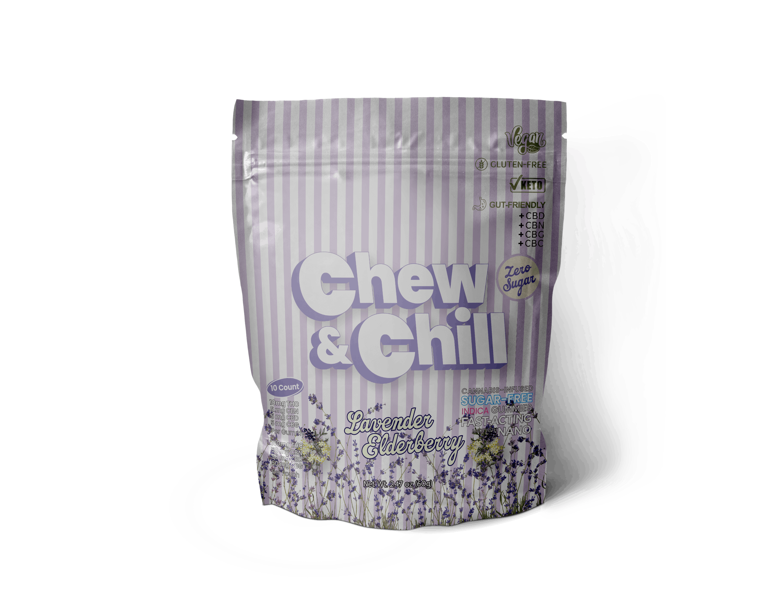 Photograph of product: Chew & Chill - Gummies - 100mg - - Lavender Elderberry