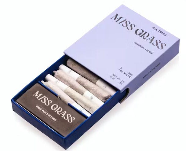 Photograph of product: Miss Grass | All Times Minis | Hybrid | Pre-Rolls | 5 Pack | 2g