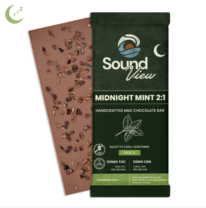 Photograph of product: SoundView Midnight Mint Milk Chocolate Bar 2:1 CBN T89.72 C44.6 I 00045