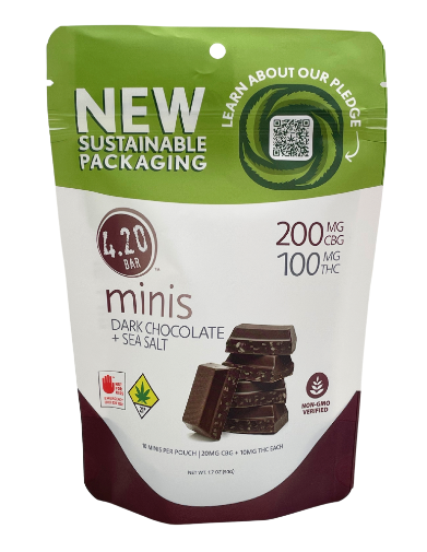 Photograph of product: 420 Mini - 2:1 CBG Dark Chocolate Sea Salt 10pk (300mg)