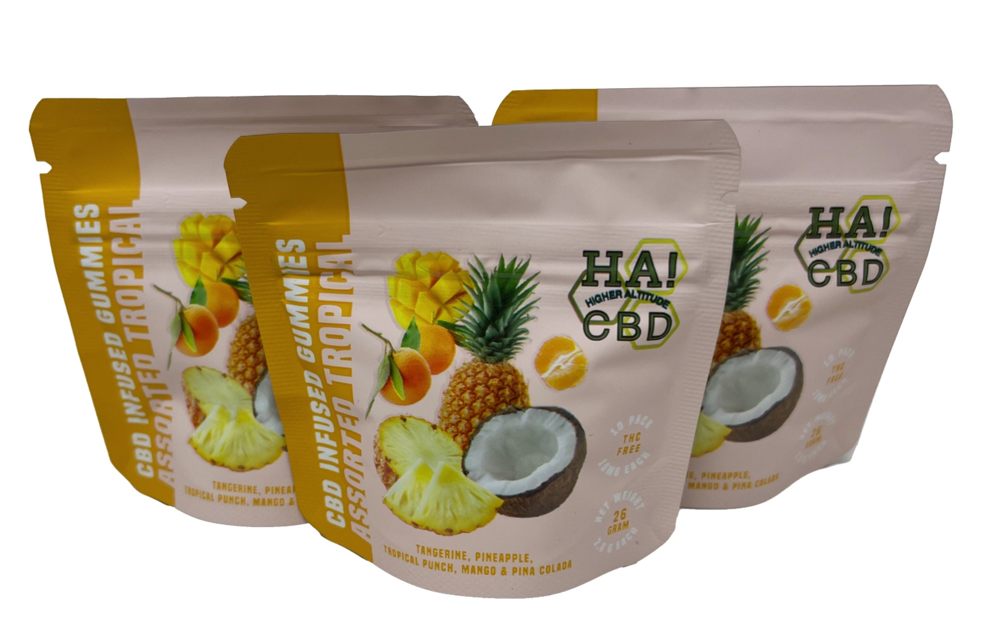 Photograph of product: 10mg CBD Tropical Assorted Gummies 10 Pack by HA! CBD