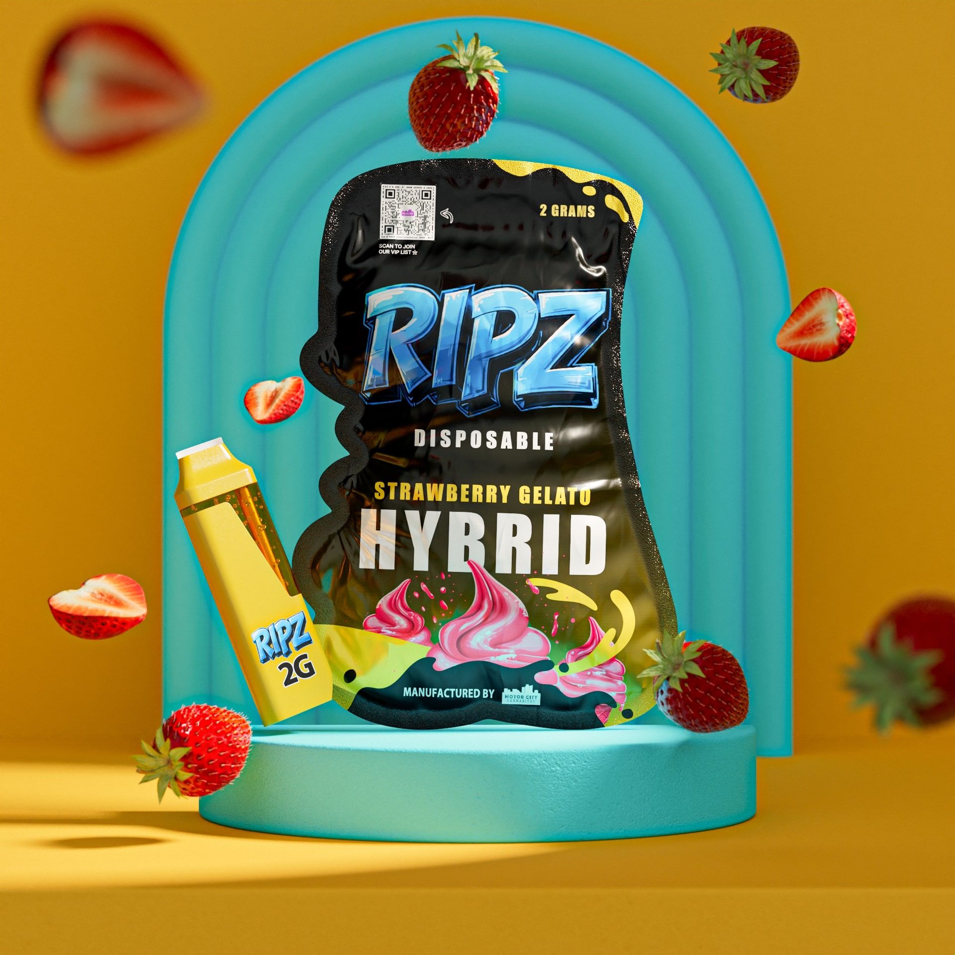 Photograph of product: RIPZ | STRAWBERRY GELATO | DISPOSABLE