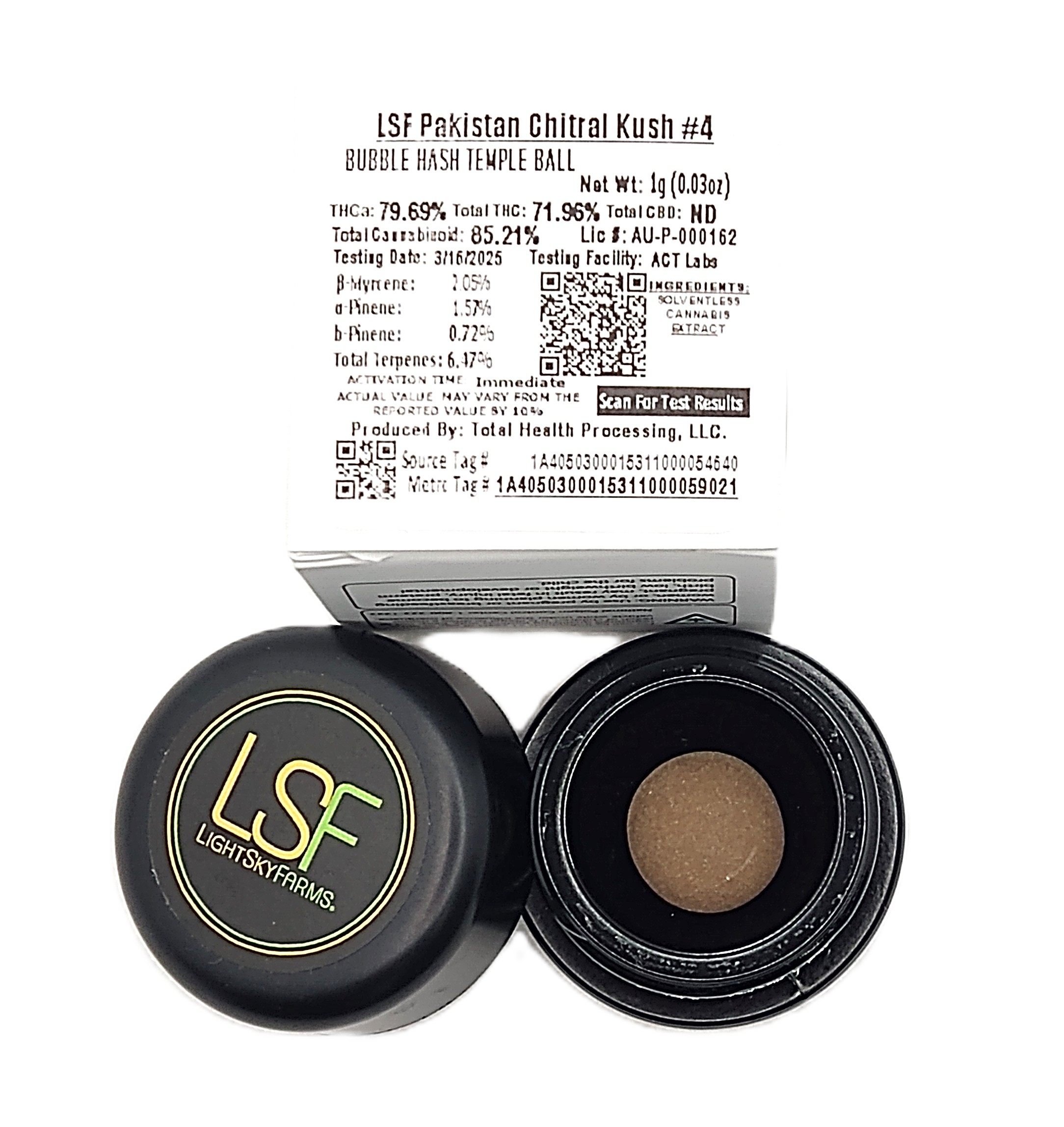 Photograph of product: Light Sky Farms | Pakistan Chitral Kush #4 | Temple Ball Oui'd