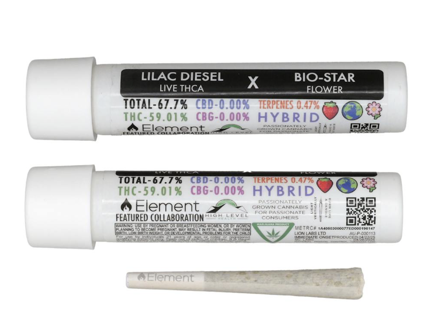 Photograph of product: Element Live TH-ouia Joint 1g - Bio Star x Lilac Diesel