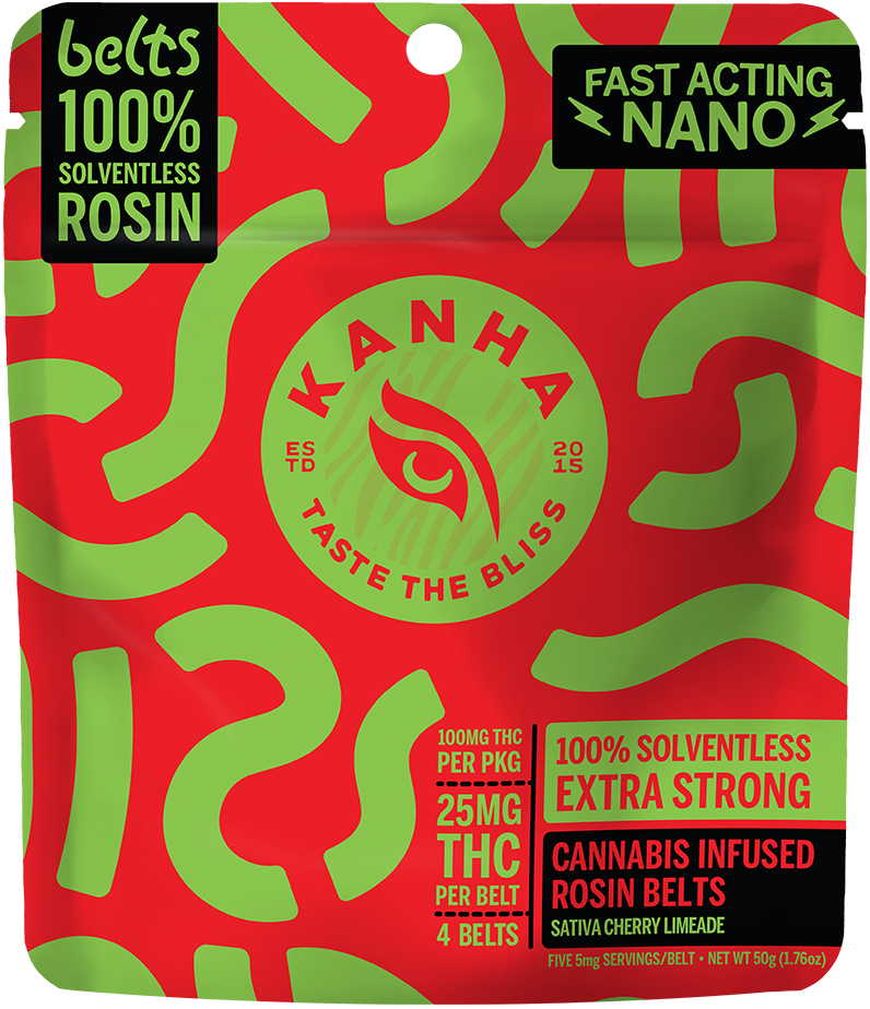 Photograph of product: Cherry Limeade | 25mg | 4pk Solventless Belts | KANHA