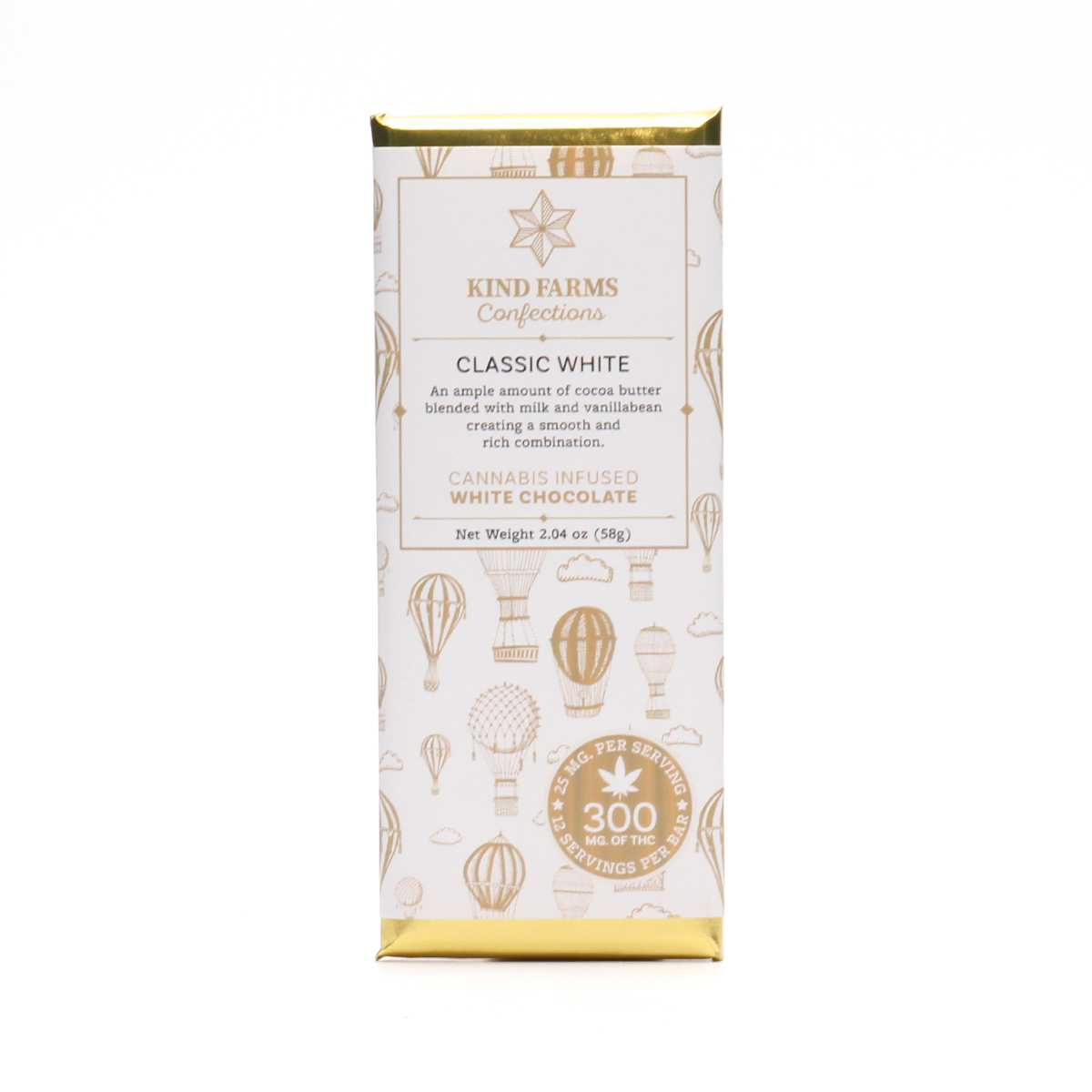 Photograph of product: Classic White Chocolate Bar 300mg : Kind Farms