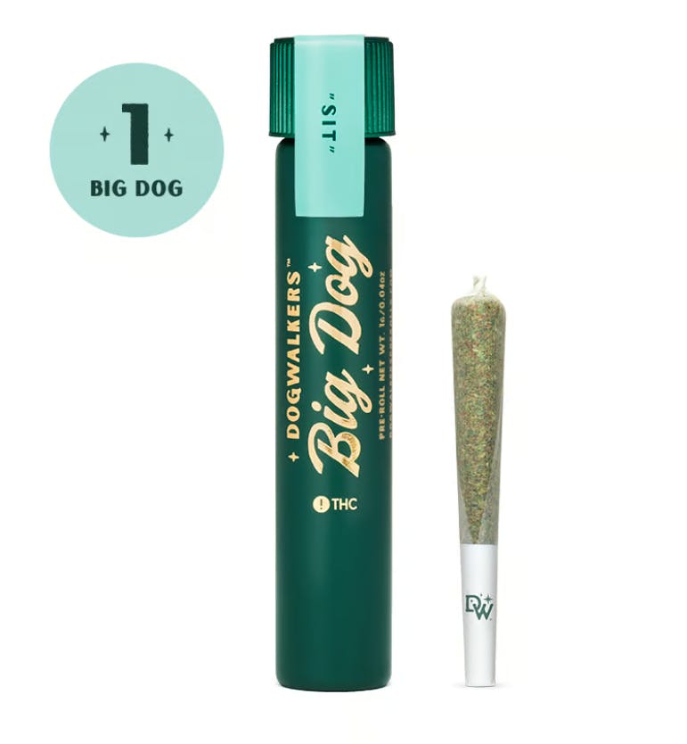 Photograph of product: Dogwalkers | Big Dog | Animal Face | Oui'd | Pre-Roll | 1g