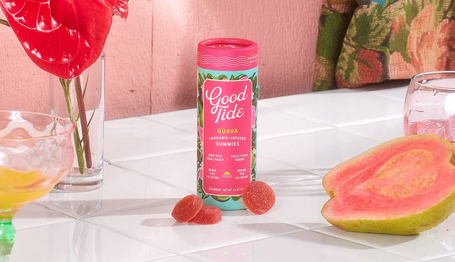 Photograph of product: Good Tide - Guava Rosin Gummies - 100mg/10pk