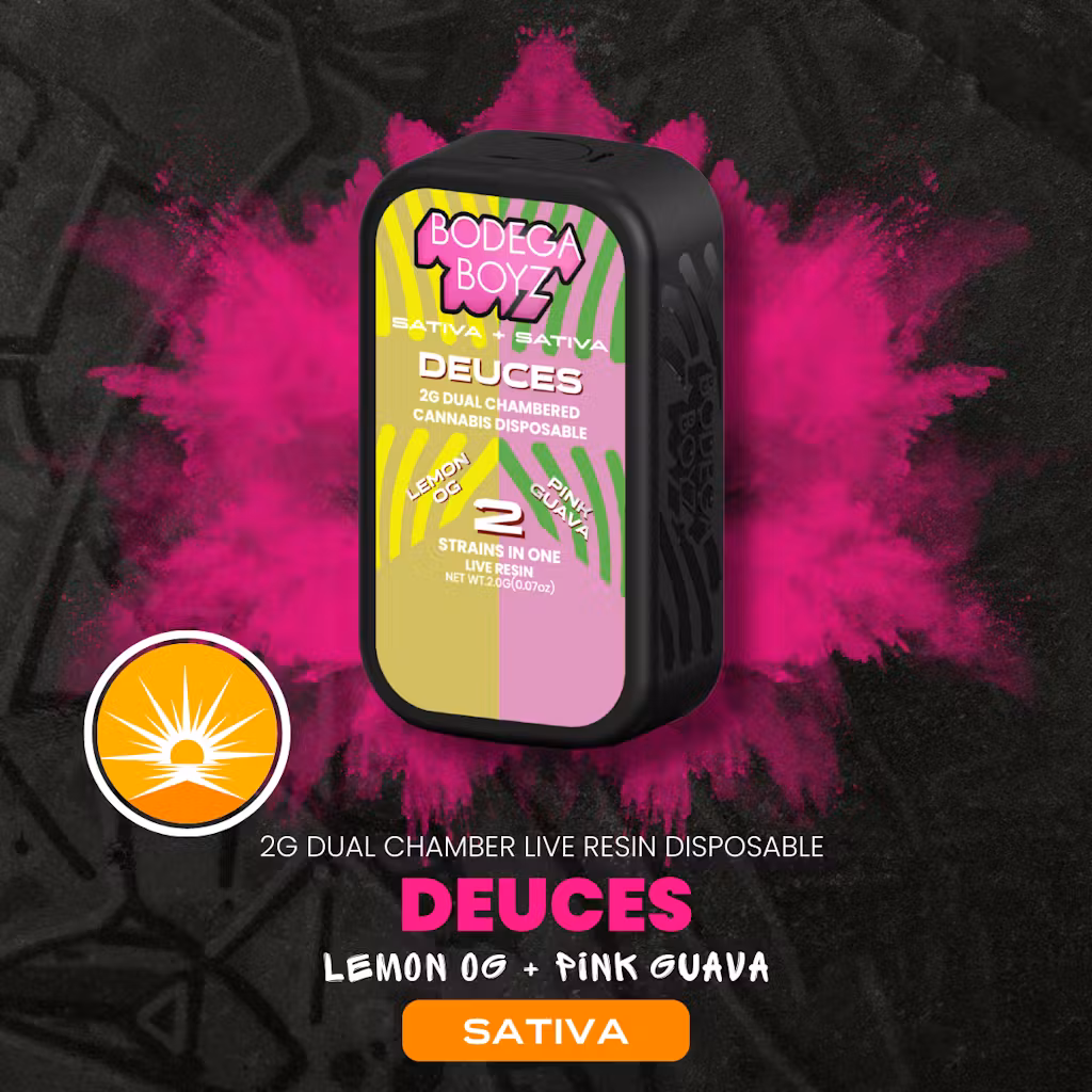Photograph of product: Bodega Boyz | 2g Dual Live Resin AIO | Deuces | Lemon OG x Pink Guava