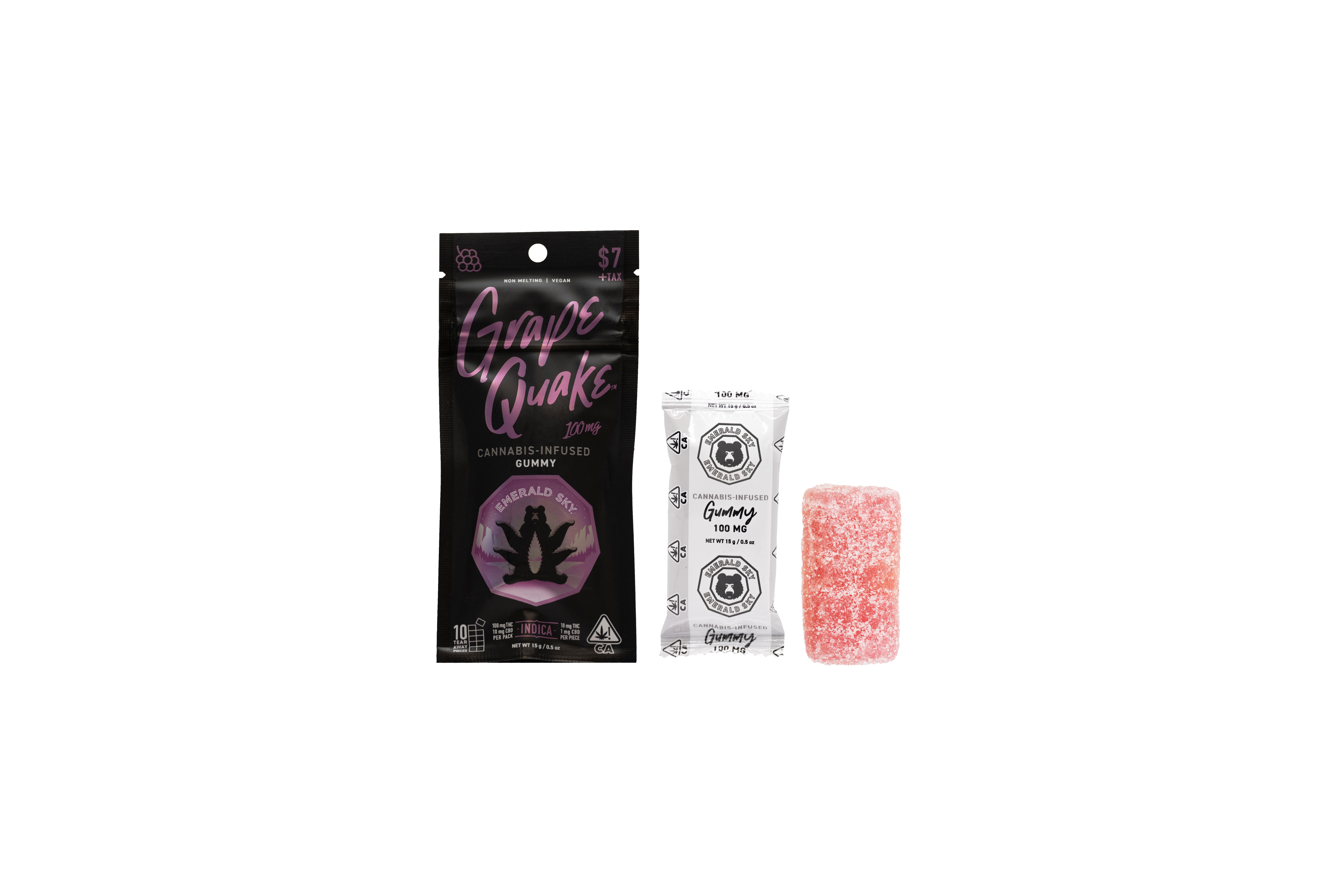 Photograph of product: Emerald Sky | High Dose Gummy | Oui'd | Grape Quake | 100mg
