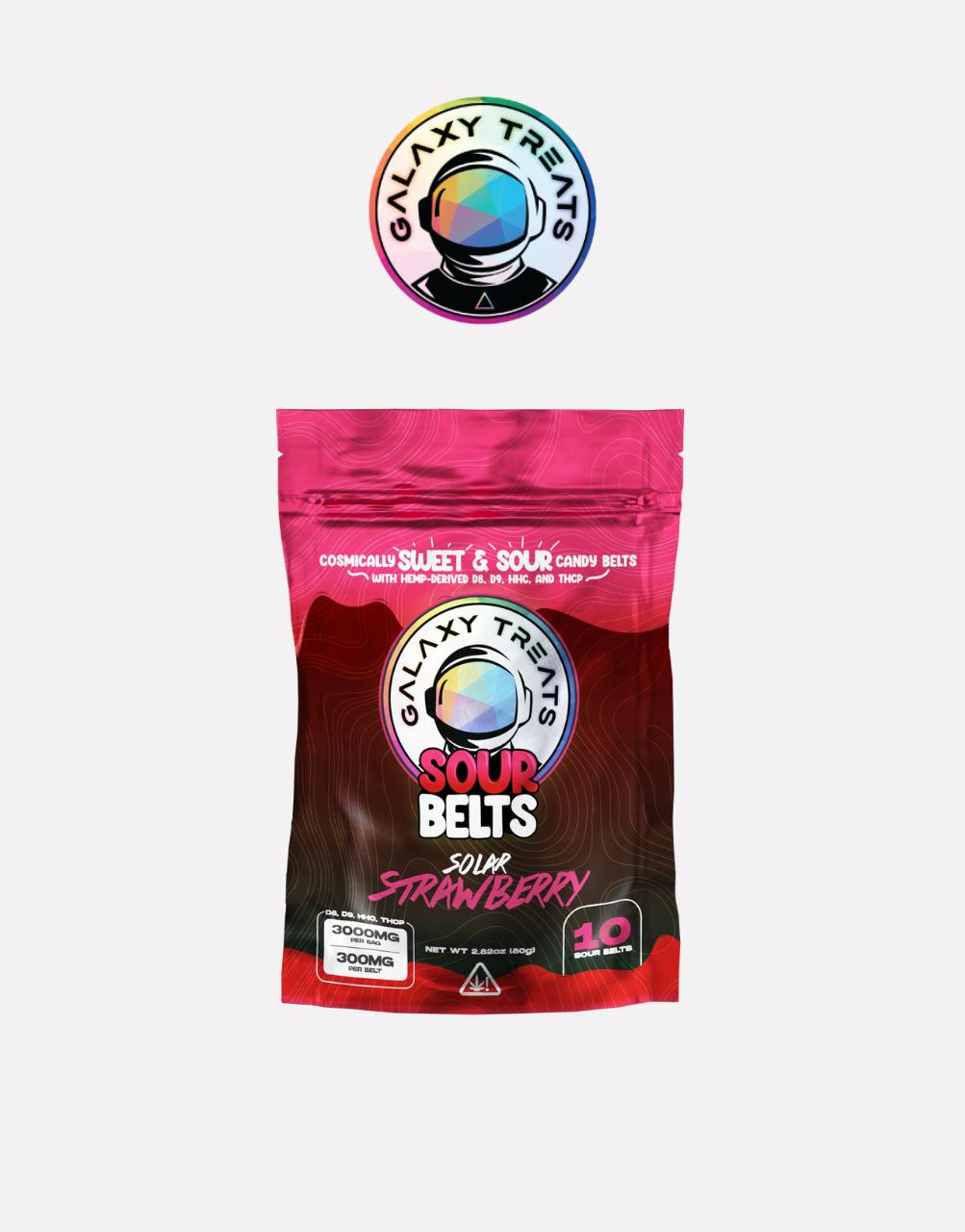 Photograph of product: GALAXY TREATS SOUR BELTS SOLAR STRAWBERRY