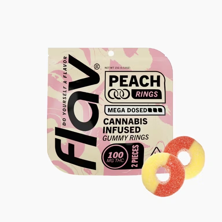 Photograph of product: Flav | Mega Rings | Peach | 100mg