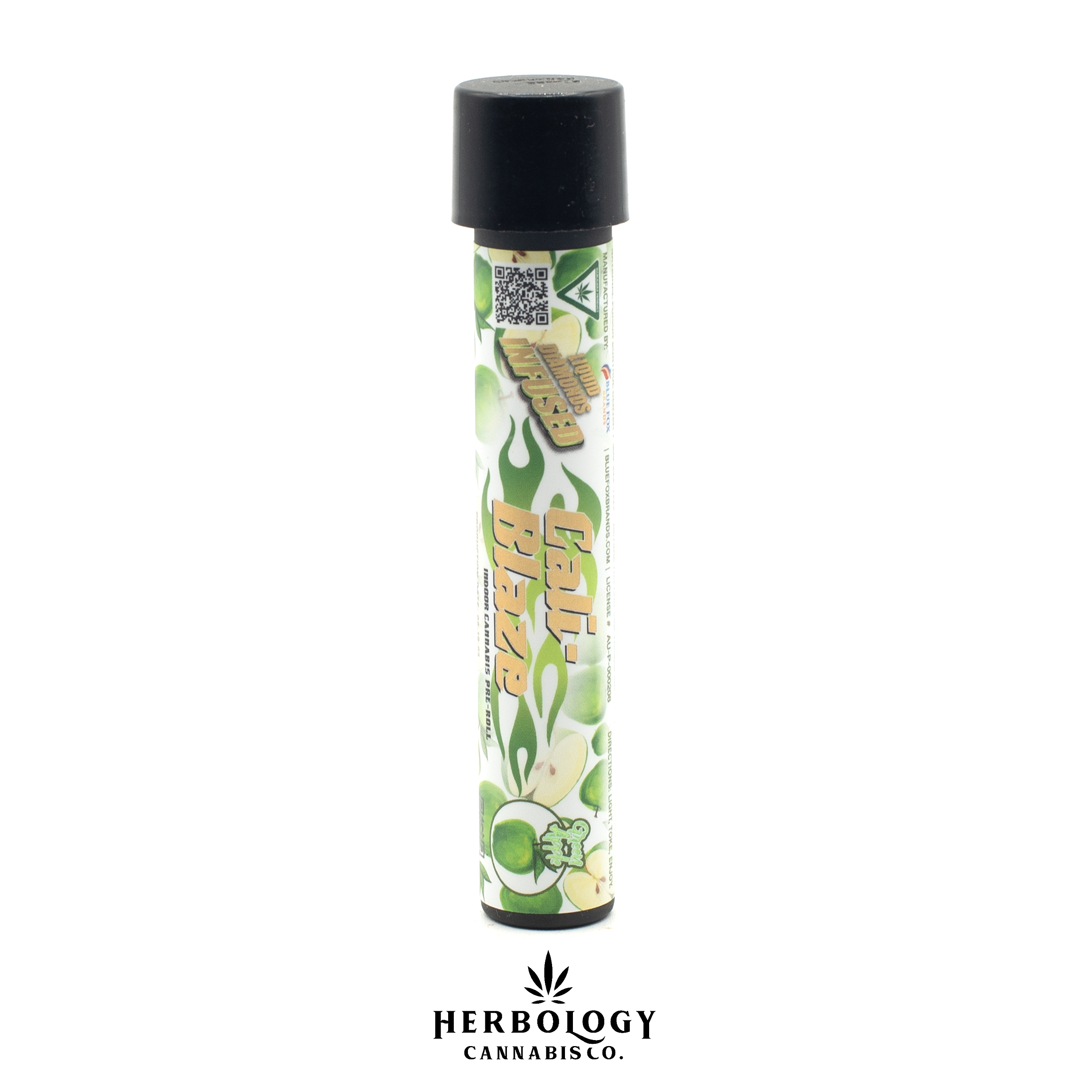 Photograph of product: Cali-Blaze | Liquid Diamond Infused Pre-Roll | Green Apple | 1.2g
