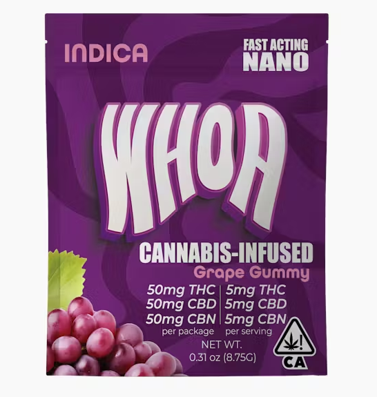 Photograph of product: WHOA Grape 1:1:1 TH-oui:CBD:CBN Oui'd Gummies 150mg