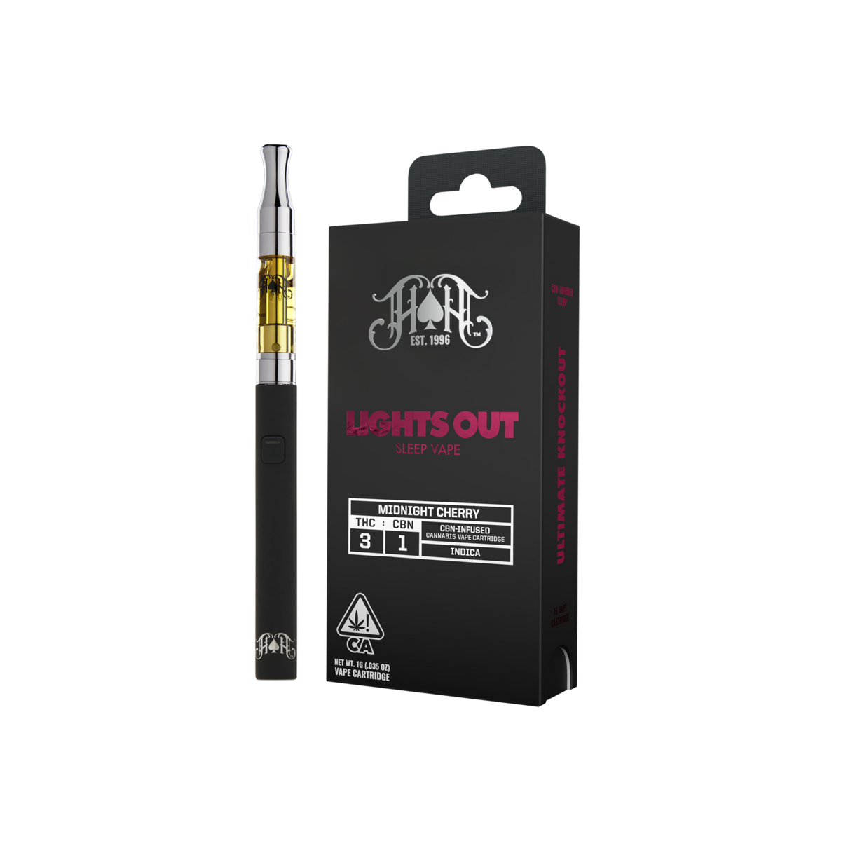 Photograph of product: [Heavy Hitters] CBN Cartridge - 1g - 3:1 Midnight Cherry (I)