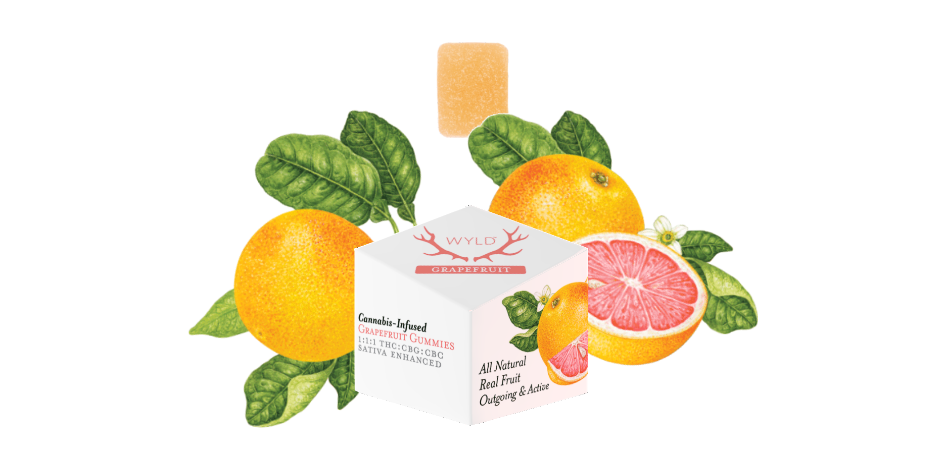Photograph of product: Wyld - Gummies 1:1:1 - Grapefruit (S) (100mg TH-oui/CBG/CBC)