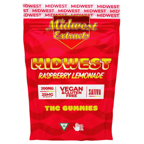 Photograph of product: Midwest Extracts Raspberry Lemonade Gummies 8 Pieces 200mg TH-oui