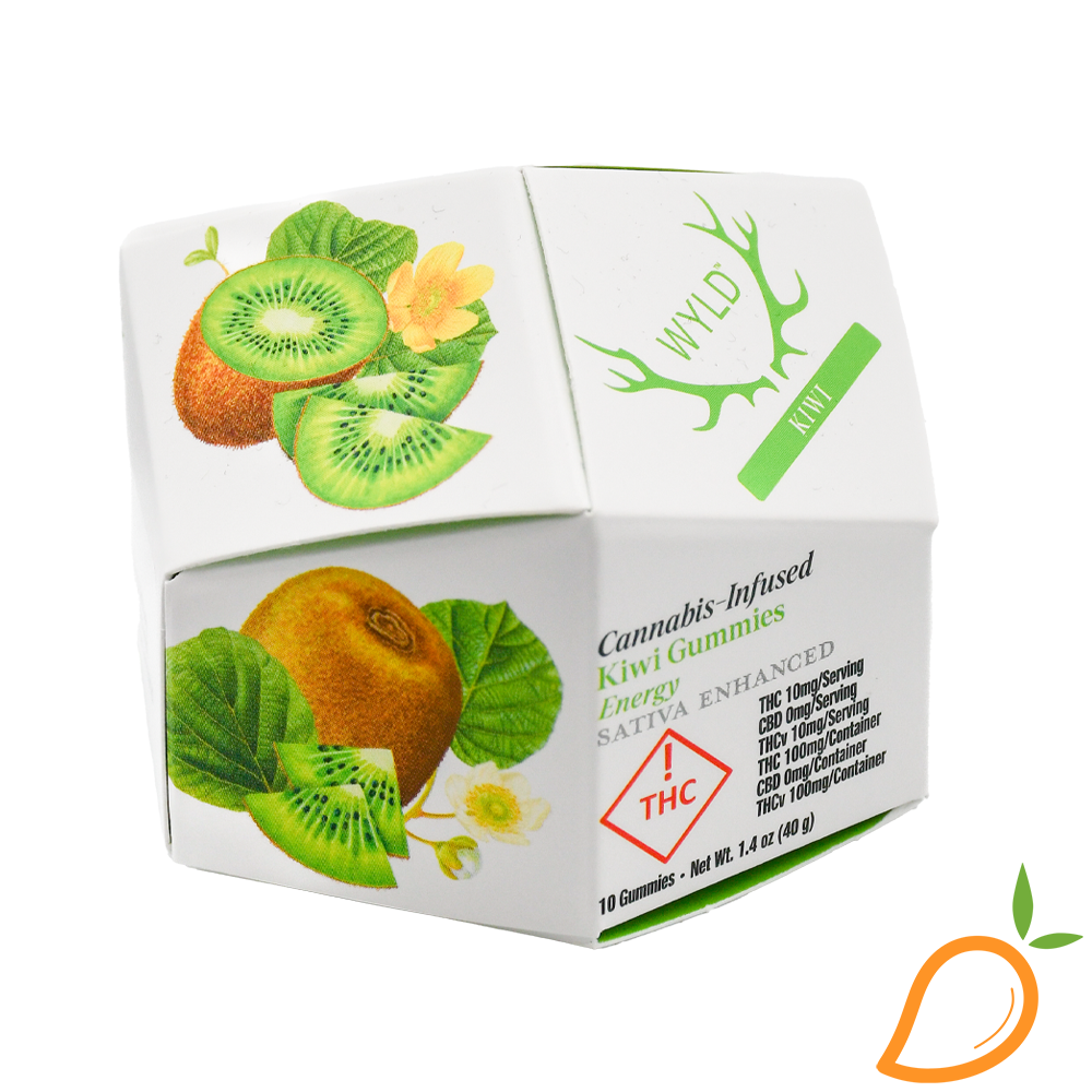 Photograph of product: 100mg 1:1 TH-oui/TH-ouiv Kiwi Gummies WYLD