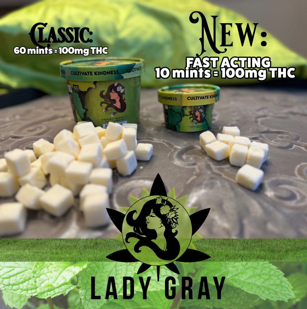Photograph of product: *NOT MICRO-DOSE* Original Peppermint Butter Mints 1:1 (100mg) Oui'd 10pk by Lady Gray