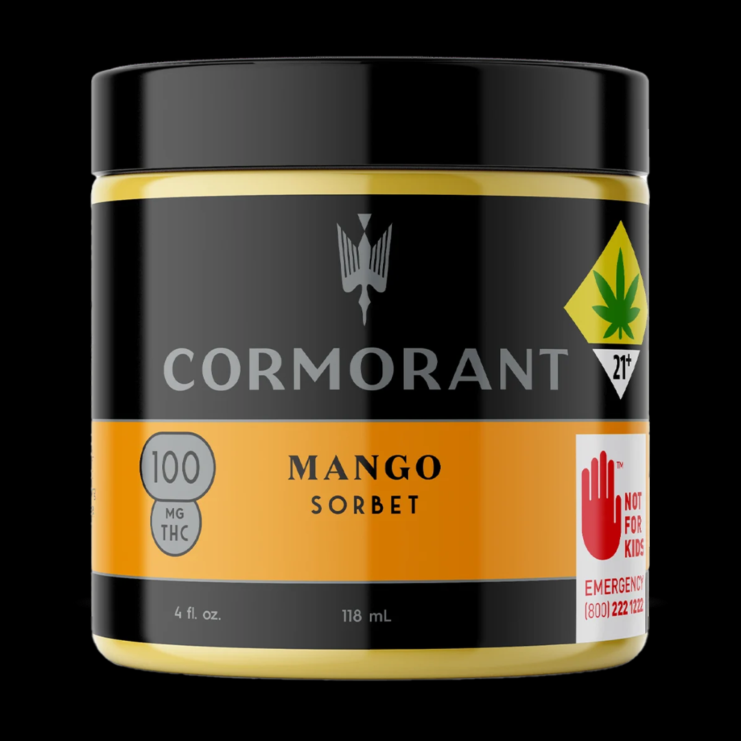 Photograph of product: Mango Sorbet DOH Approved 4oz 100mg Edible Cormorant