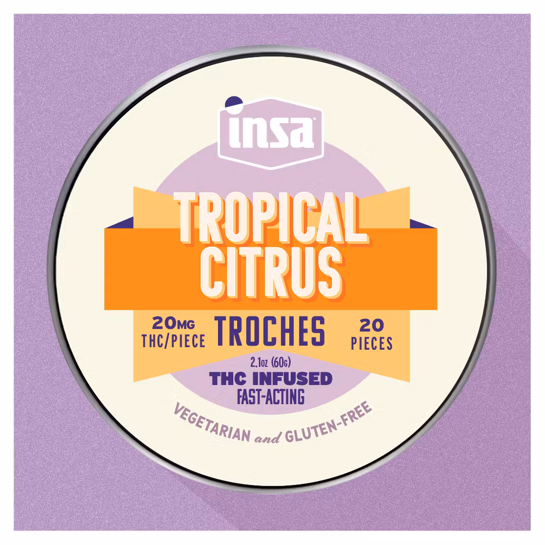 Photograph of product: INSA Tropical Citrus RSO Troches 20MG (20pk)