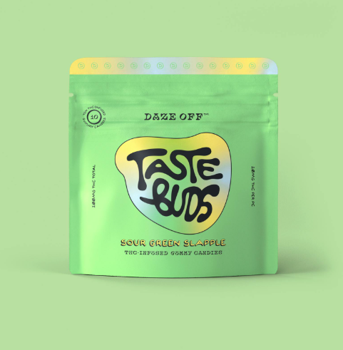 Photograph of product: Daze Off Gummies Sour Green Slapple (H) 100mg