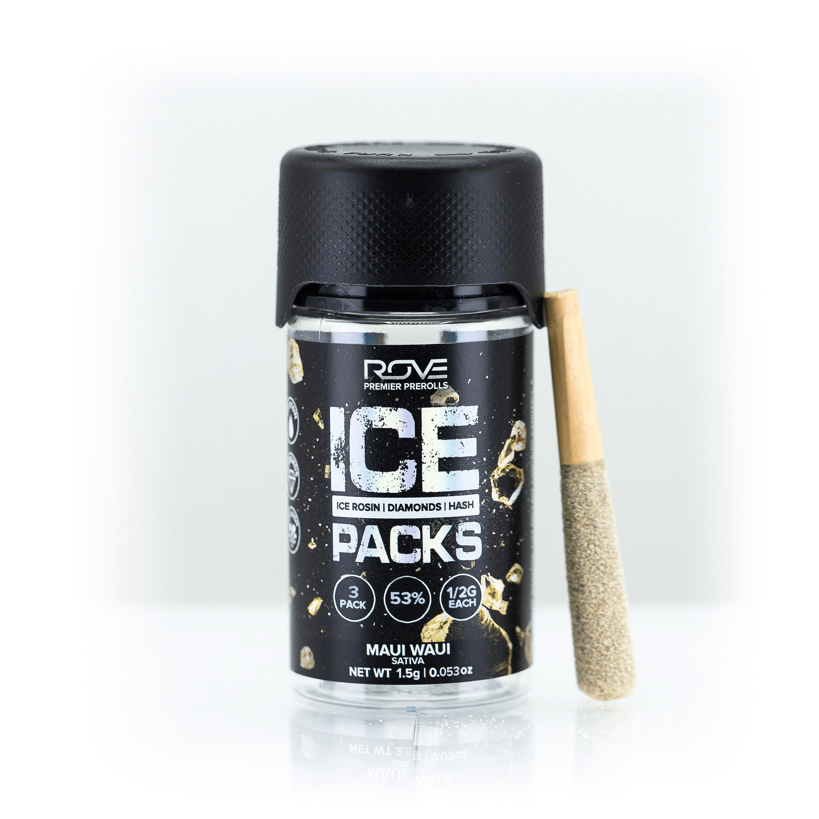 Photograph of product: Maui Waui | Infused Pre-Roll Ice Packs (Rosin, au chocolat, and Diamonds) | 3 Pack | .5g each
