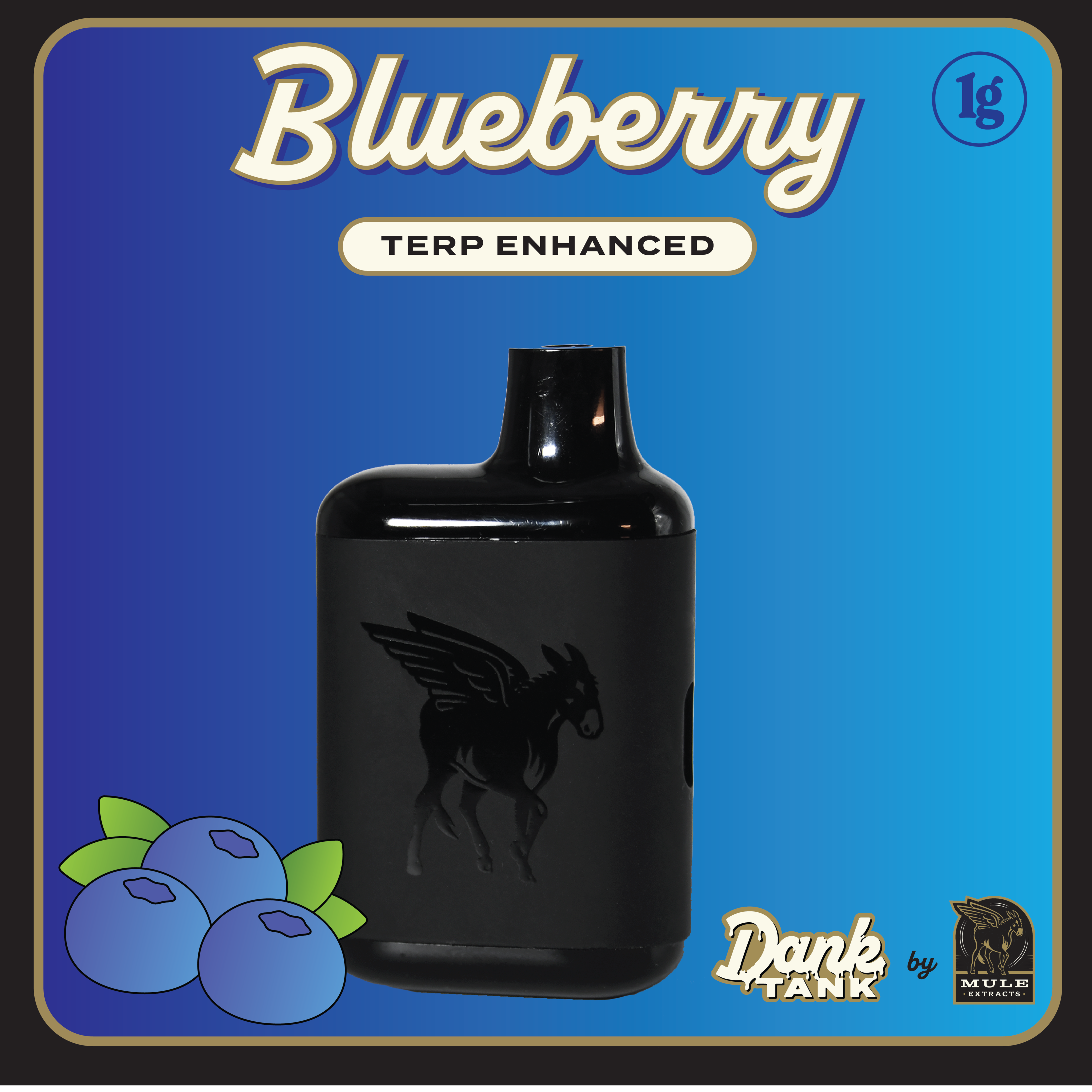Photograph of product: Mule Extracts - Blueberry Terpene-Enhanced 2g Disposable Dank Tank