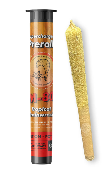 Photograph of product: Tropical Trainwreck Infused Pre-Roll | 1g - M-80
