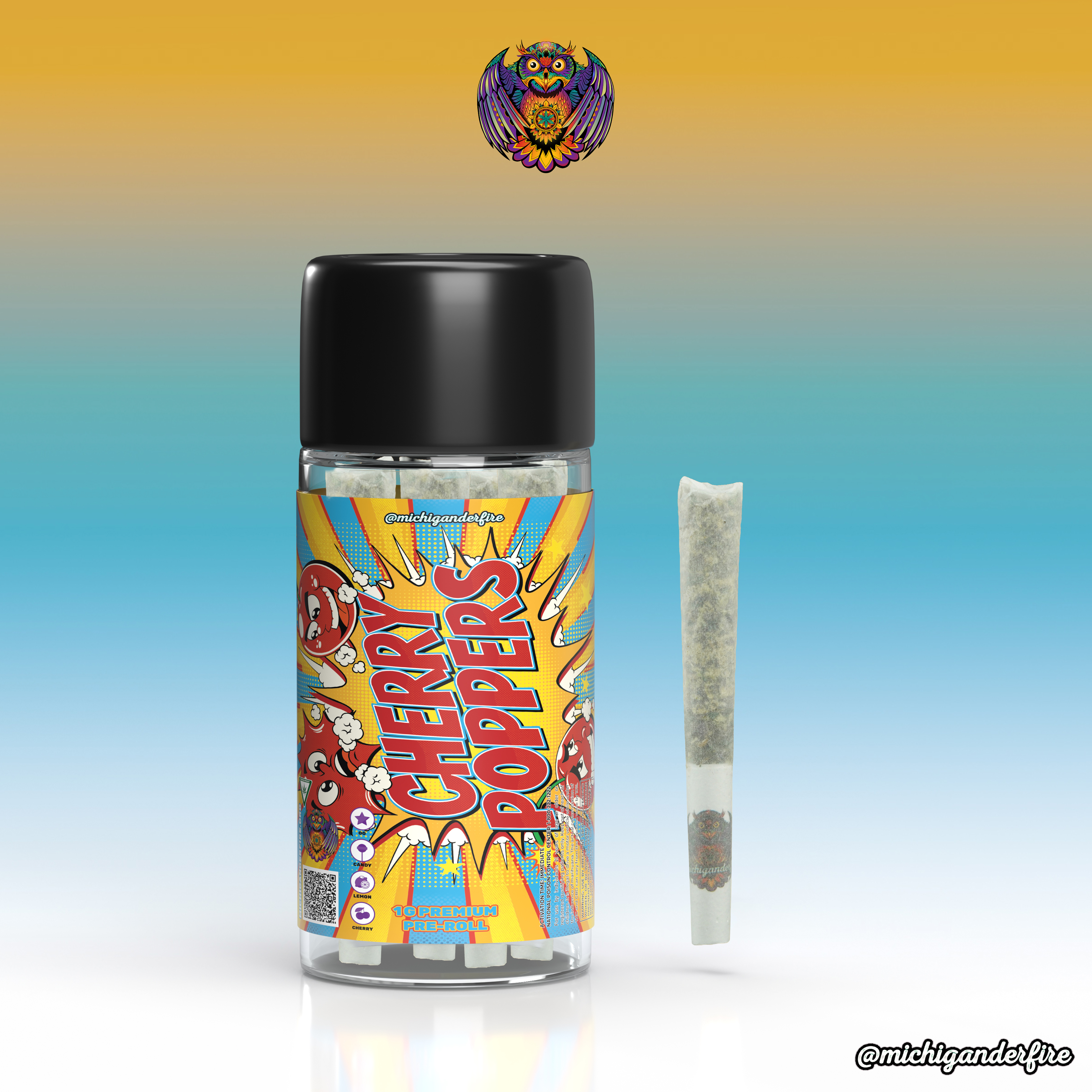 Photograph of product: Pre-Roll | Michigander Fire | Cherry Poppers  5 pack