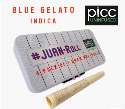 Photograph of product: Picc #Juan-Roll Blue Gelato (Oui'd) Pre Roll 4Pk
