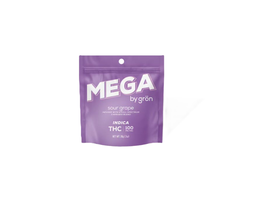 Photograph of product: Grn | Mega Sour Grape |  2 pack 100mg
