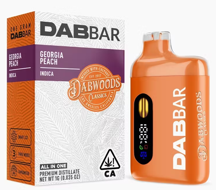 Photograph of product: Dabwoods Dab Bar Georgia Peach Oui'd AIO 1g