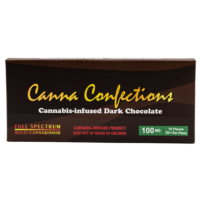 Photograph of product: Canna Confections Dark Chocolate Bar 100mg - Oui'd