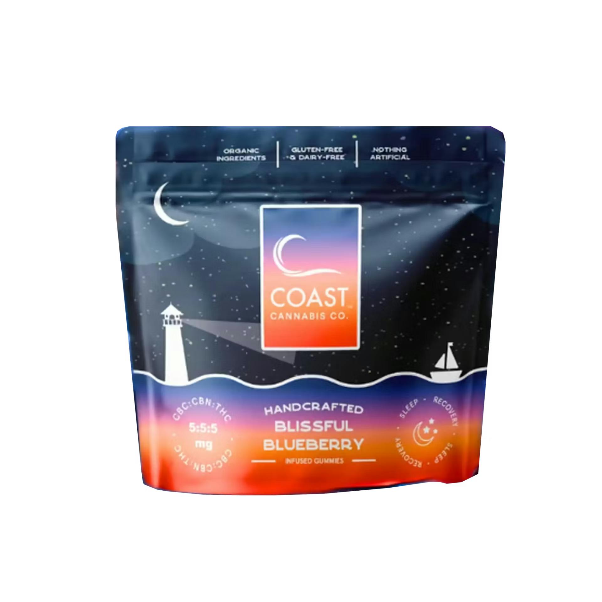 Photograph of product: Blissful Blueberry 1:1:1 | 5mg Gummie 20pk | Coast