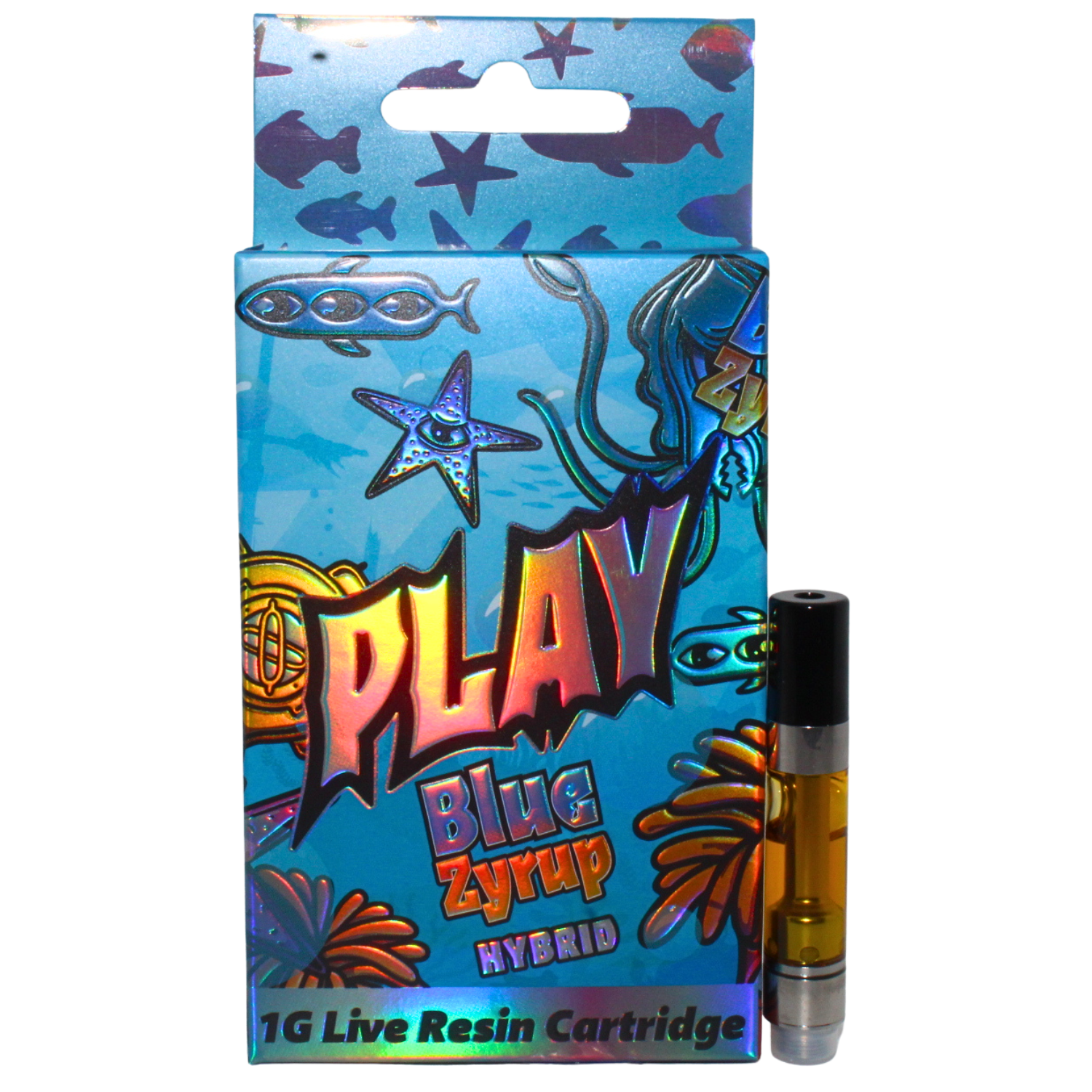 Photograph of product: PLAY BLUE ZYRUP INFUSED LIVE RESIN VAPE CART REC