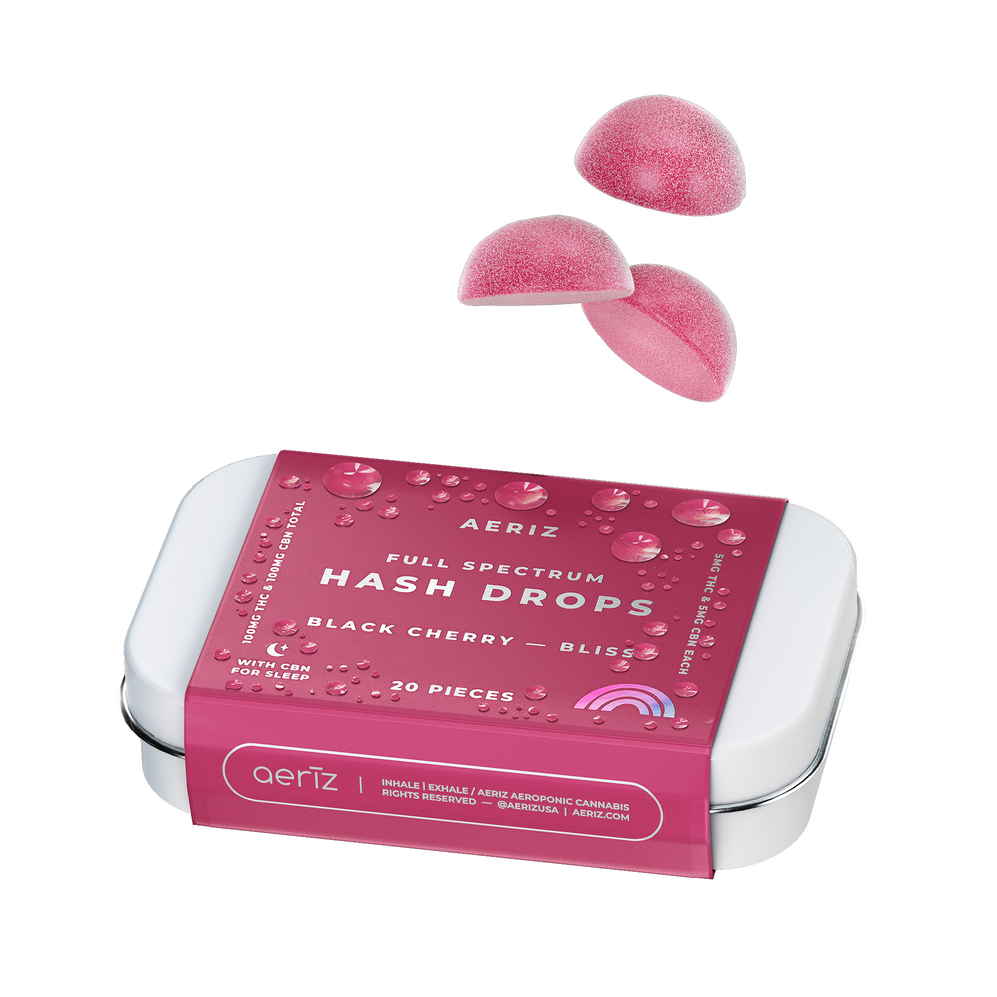 Photograph of product: Black Cherry Bliss Full Spectrum au chocolat Drops (100mg TH-oui / 100mg CBN)
