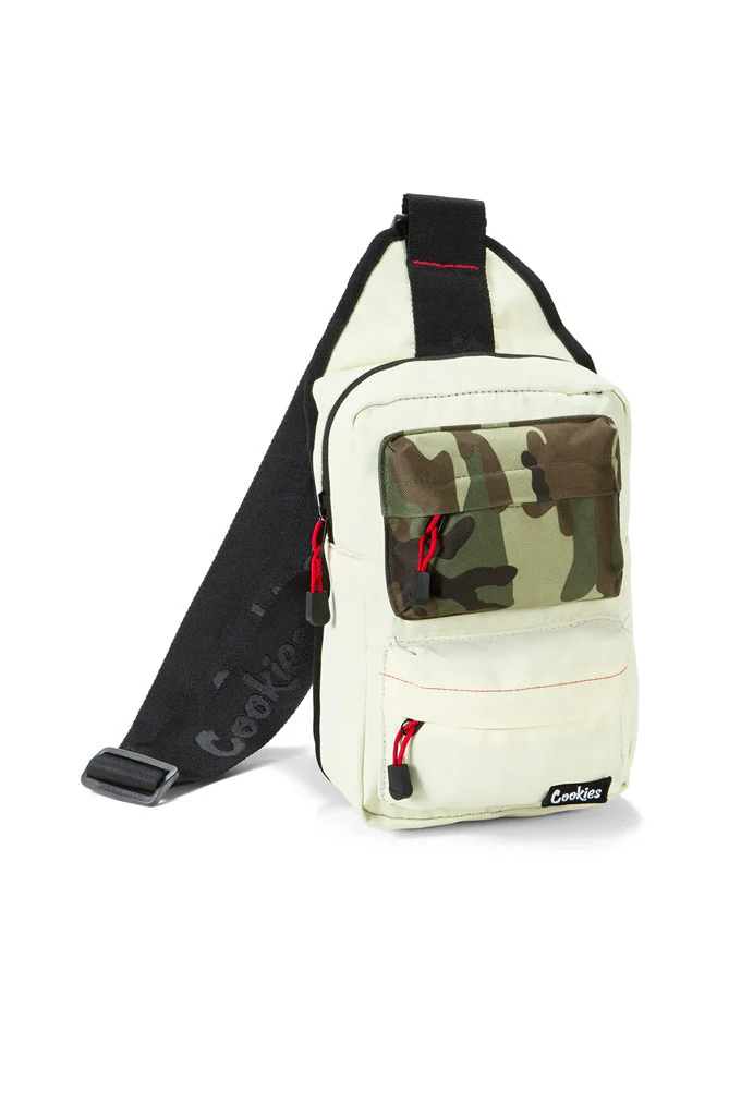 Photograph of product: Cream - COOKIES SMELL PROOF "RACK PACK" OVER THE SHOULDER  SLING BAG