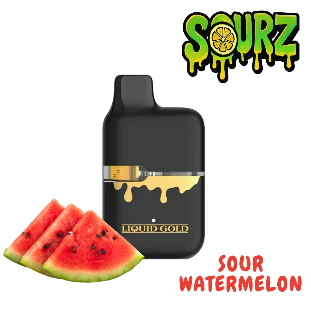 Photograph of Product: Liquid Gold | Sour Watermelon | Live Resin Distillate Blend Disposable I 1g