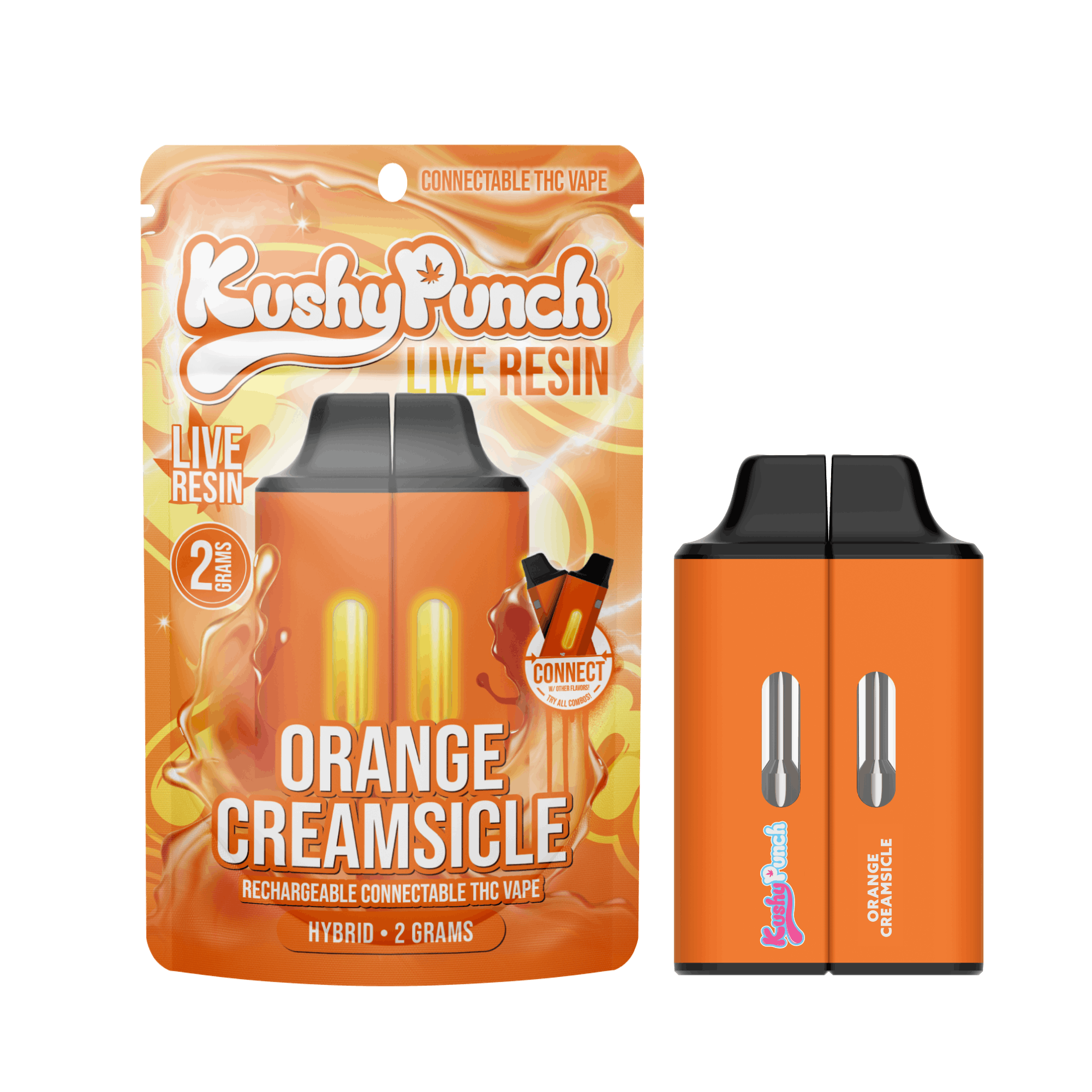 Photograph of product: Kushy Punch Vape - Orange Creamsicle - 2G Live Resin AIO Click