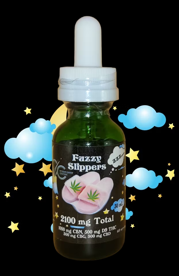 Photograph of Product: Veterans Choice Creations Fuzzy Slippers Tincture - 2100mg