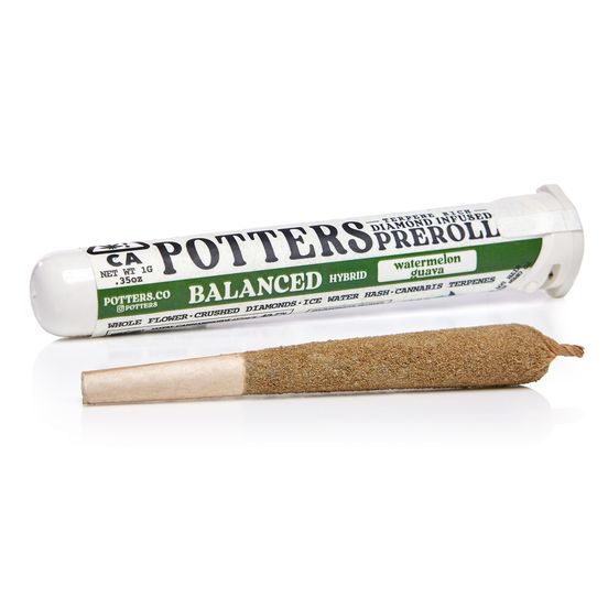 Photograph of product: D. Potters 1g Diamond Infused Pre Roll - Watermelon Guava (H) - 
