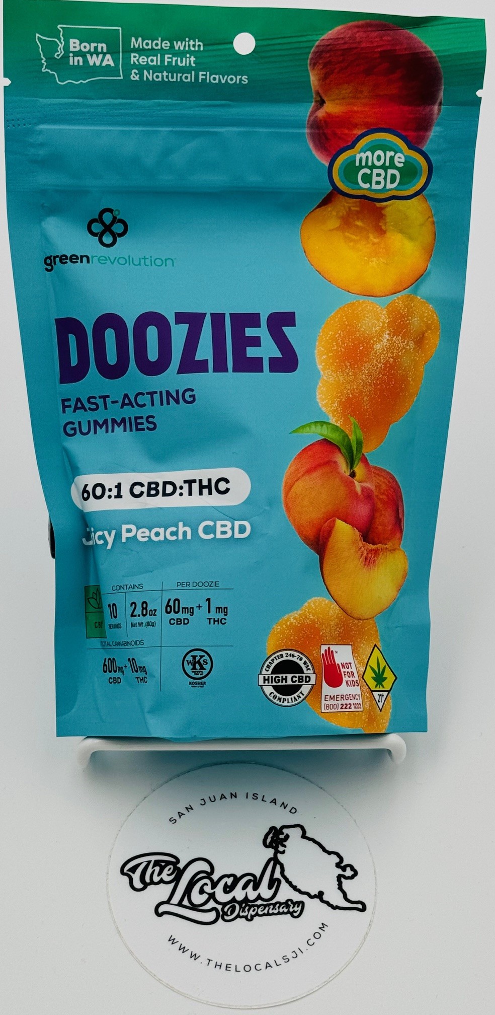 Photograph of product: Peach 60:1 CBD Doozies 10pk