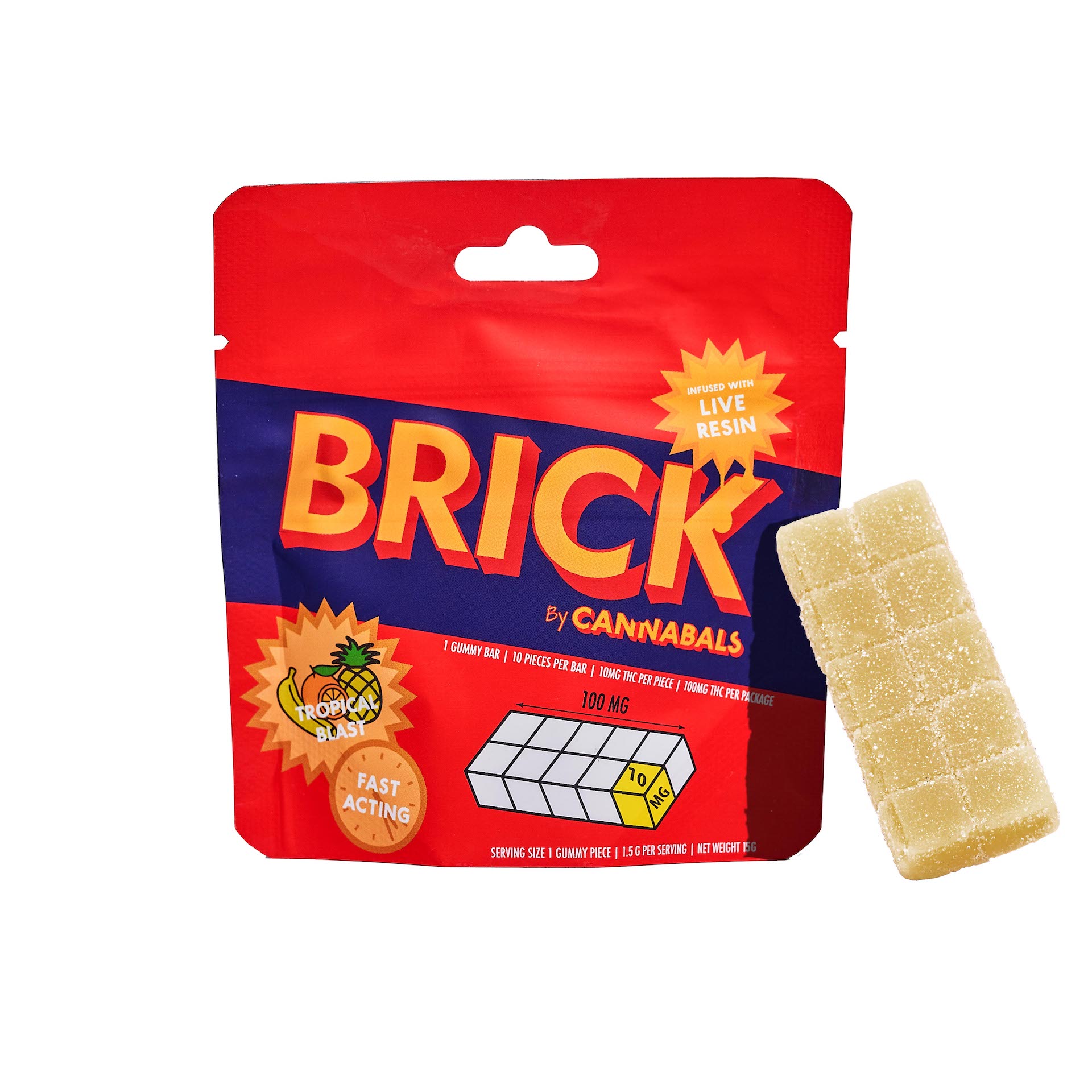 Photograph of Product: Tropical Blast (H) Cannabals Brick | ( 100mg )
