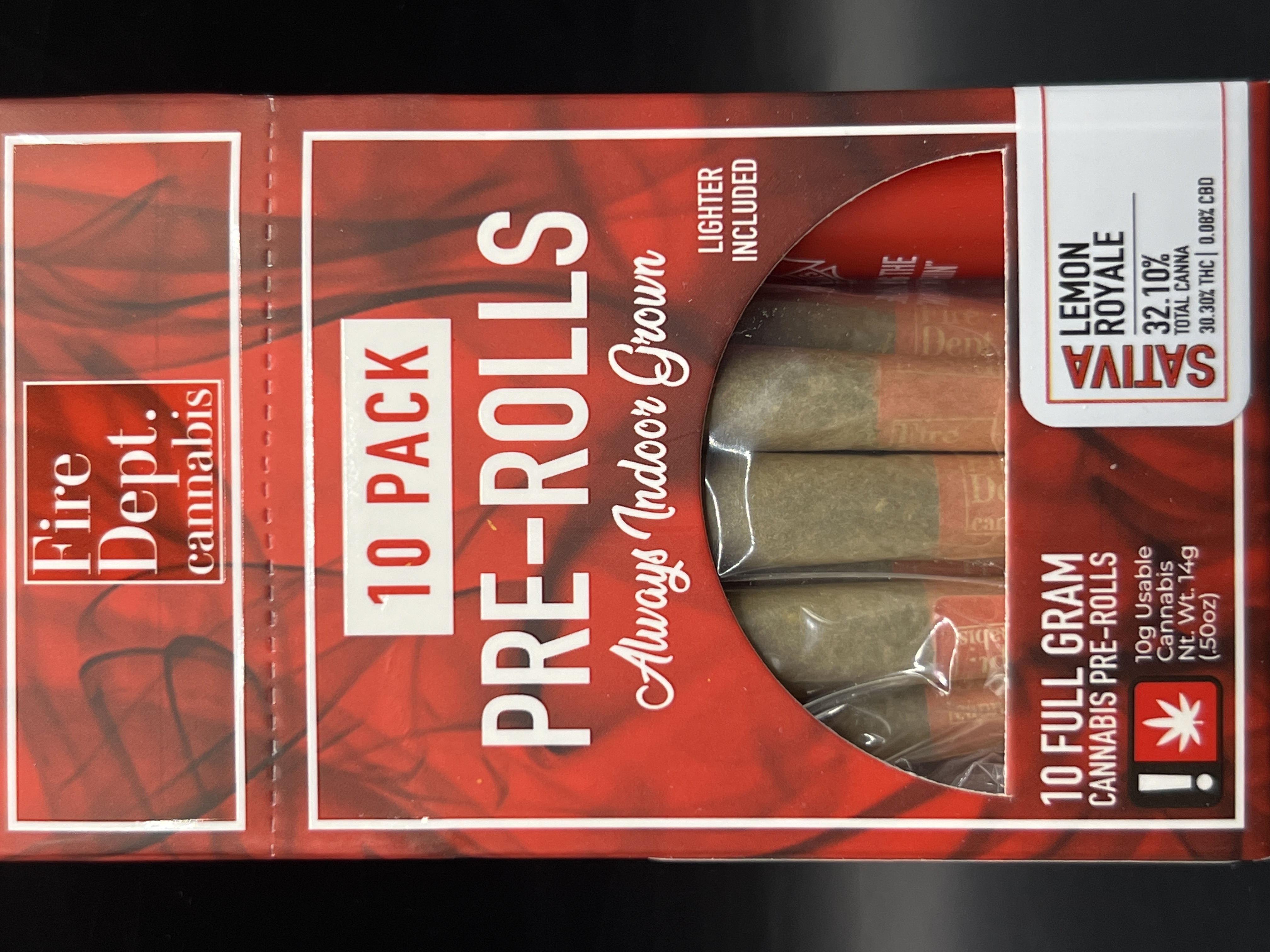 Photograph of product: Fire Dept. Lemon Royale Pre-Roll 10pk with Lighter