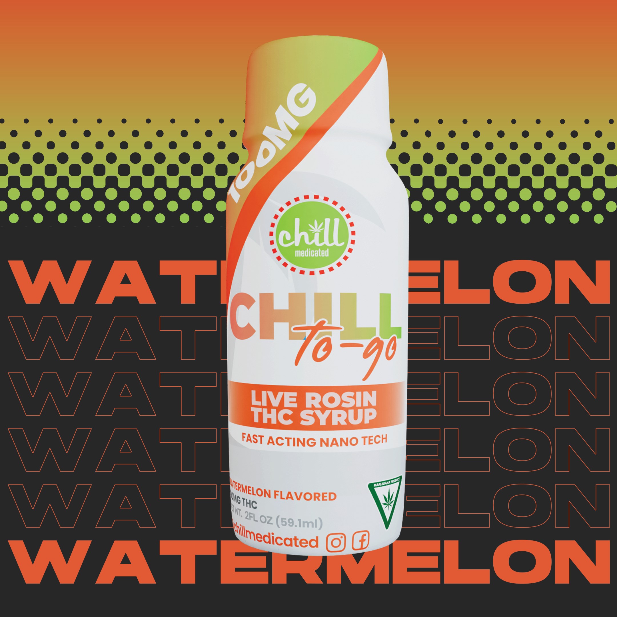 Photograph of product: Chill Medicated To-Go | 100mg Live Rosin Syrup | Watermelon