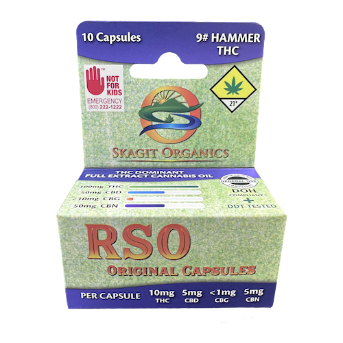 Photograph of product: 9lb Hammer 2:1:1 CBD|CBN RSO Capsules | 200mg (DOH)