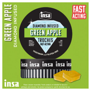 Photograph of product: INSA Green Apple Diamond Infused Troches 50MG (20pk)