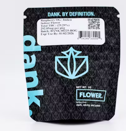 Photograph of product: Dank | Flower | Raspberry OG - 1g
