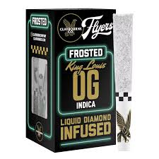 Photograph of product: CLAYBOURNE CO. - FLYERS FROSTED - INFUSED PREROLL - 5PK - Oui'd - KING LOUIS OG